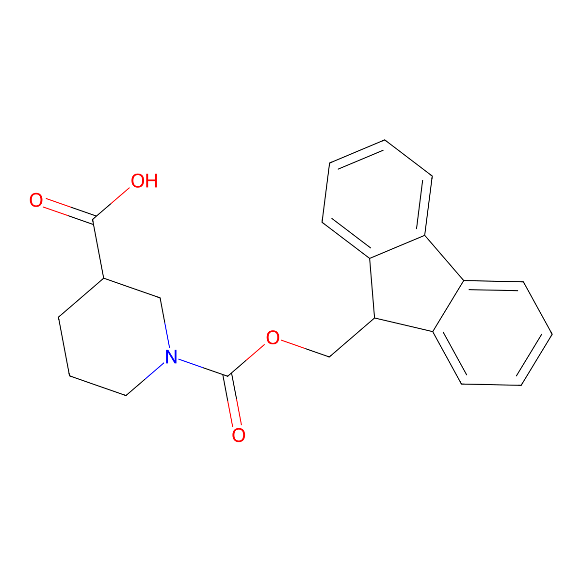 (3R)-1-(((9H-Fluoren-9-yl)methoxy)carbonyl)piperidine-3-carboxylic acid molecular structure, CAS 193693-67-3