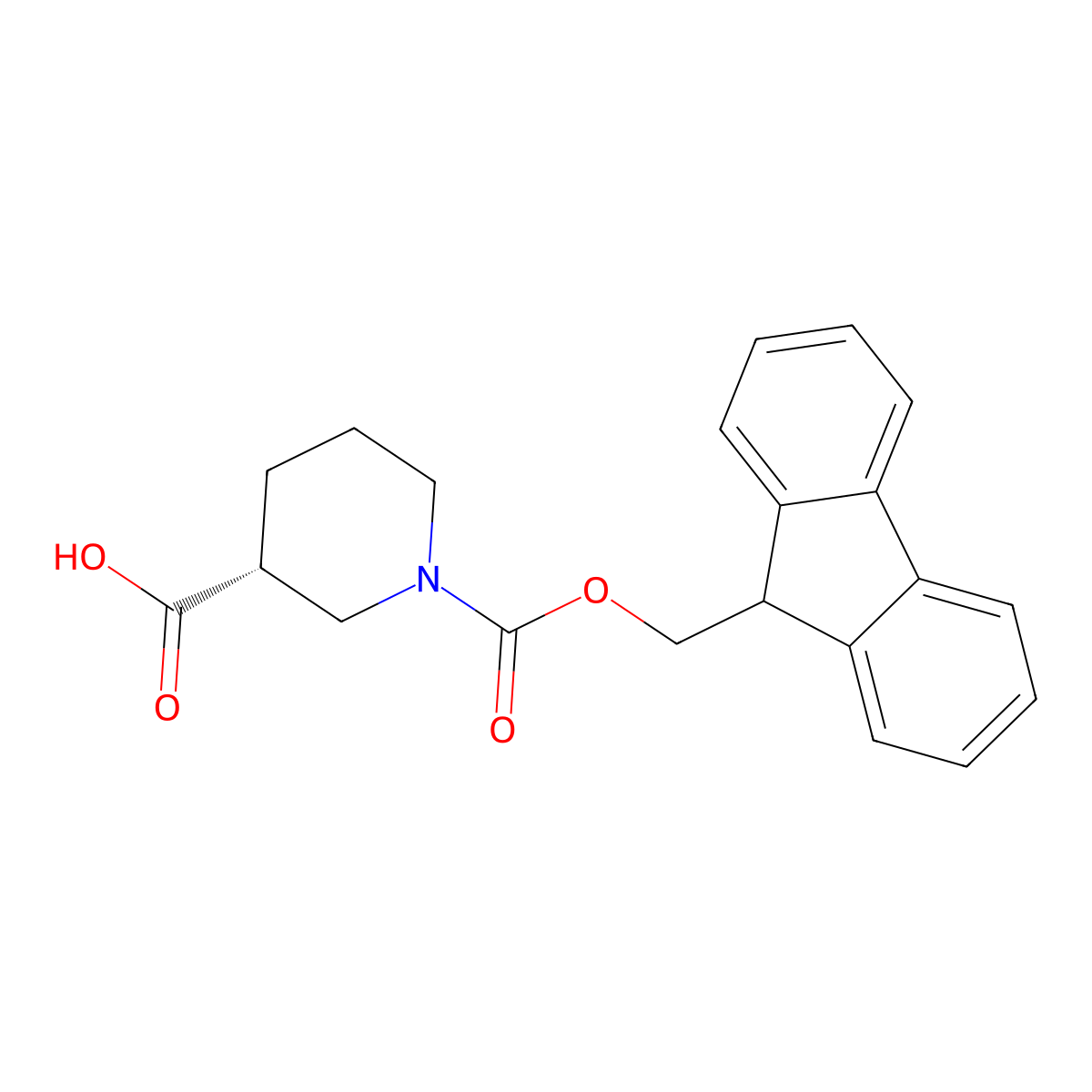 (3R)-1-(((9H-Fluoren-9-yl)methoxy)carbonyl)piperidine-3-carboxylic acid molecular structure, CAS 193693-67-3