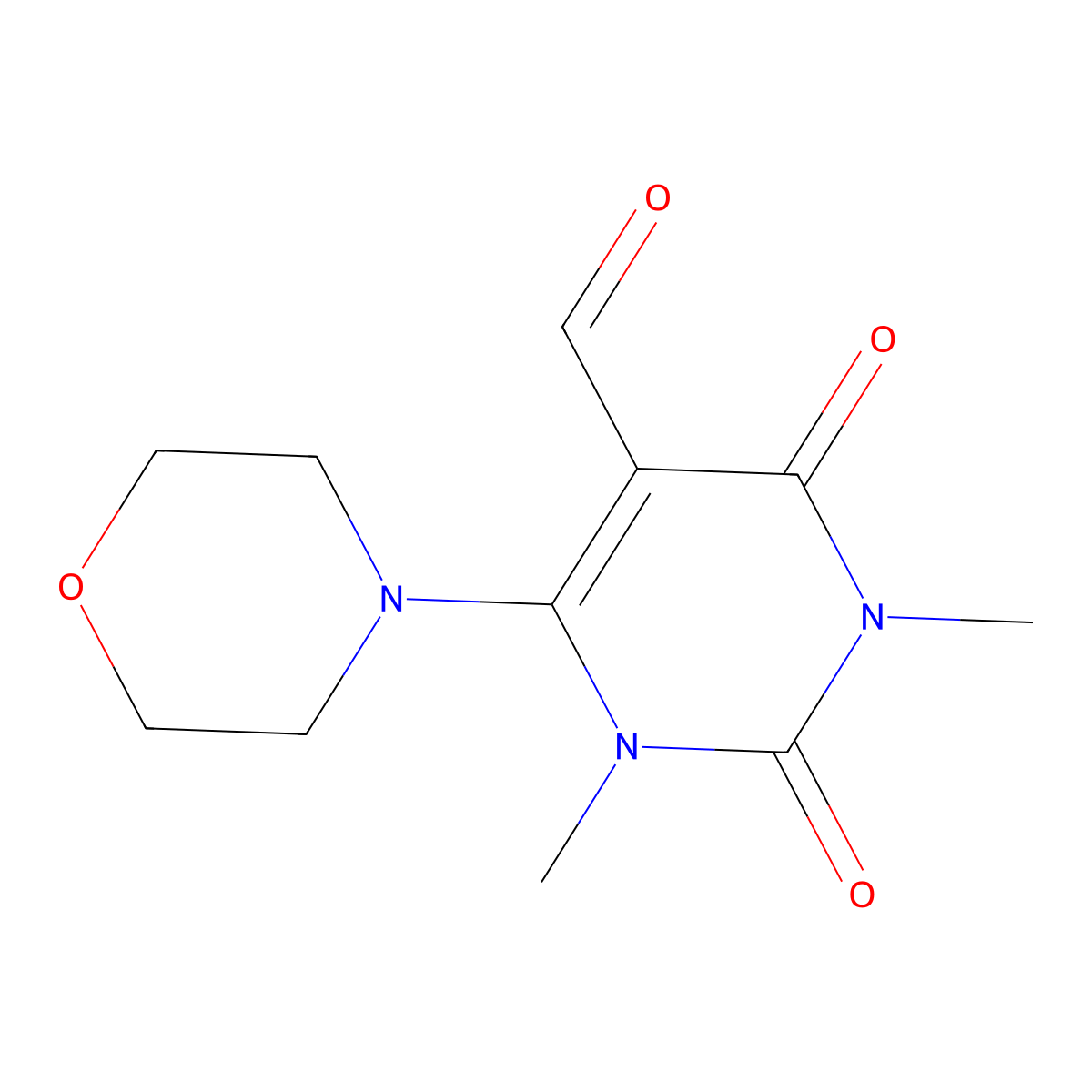 1,3-Dimethyl-6-(morpholin-4-yl)-2,4-dioxo-1,2,3,4-tetrahydropyrimidine-5-carbaldehyde molecular structure, CAS 193696-12-7