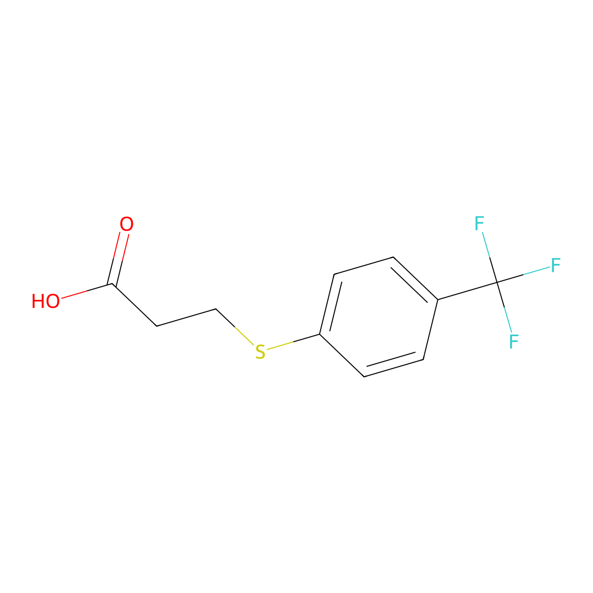 3-{[4-(Trifluoromethyl)phenyl]sulfanyl}propanoic acid molecular structure, CAS 19372-88-4