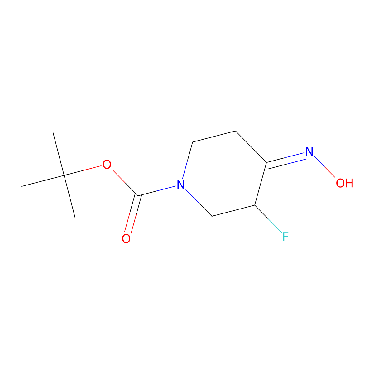 tert-butyl 3-Fluoro-4-(hydroxyimino)piperidine-1-carboxylate molecular structure, CAS 1937212-54-8