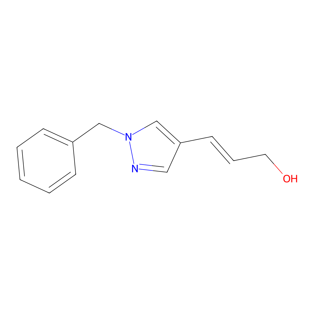 3-(1-benzyl-1H-pyrazol-4-yl)prop-2-en-1-ol molecular structure, CAS 1937220-86-4