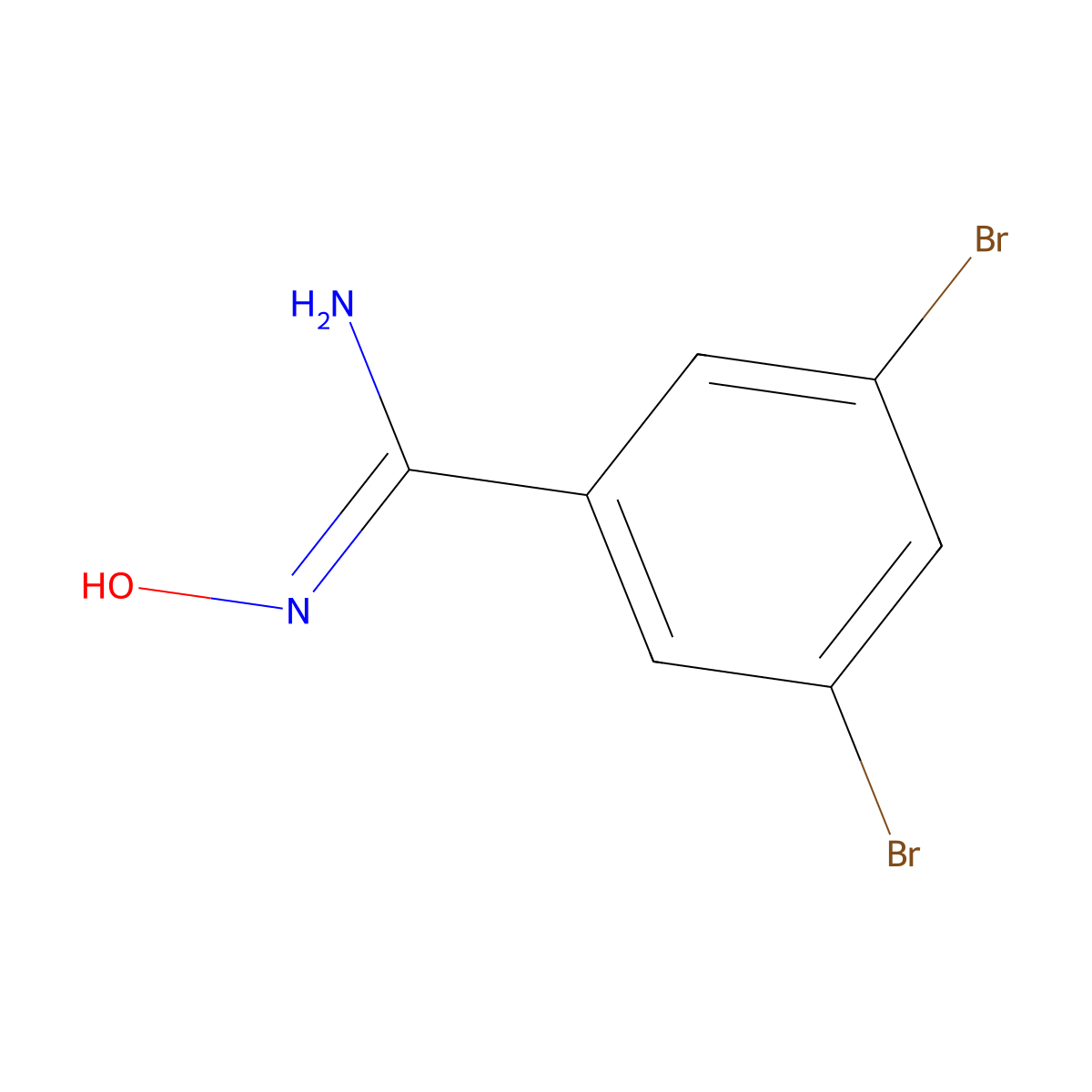 3,5-Dibromo-N'-hydroxybenzene-1-carboximidamide molecular structure, CAS 1937230-53-9