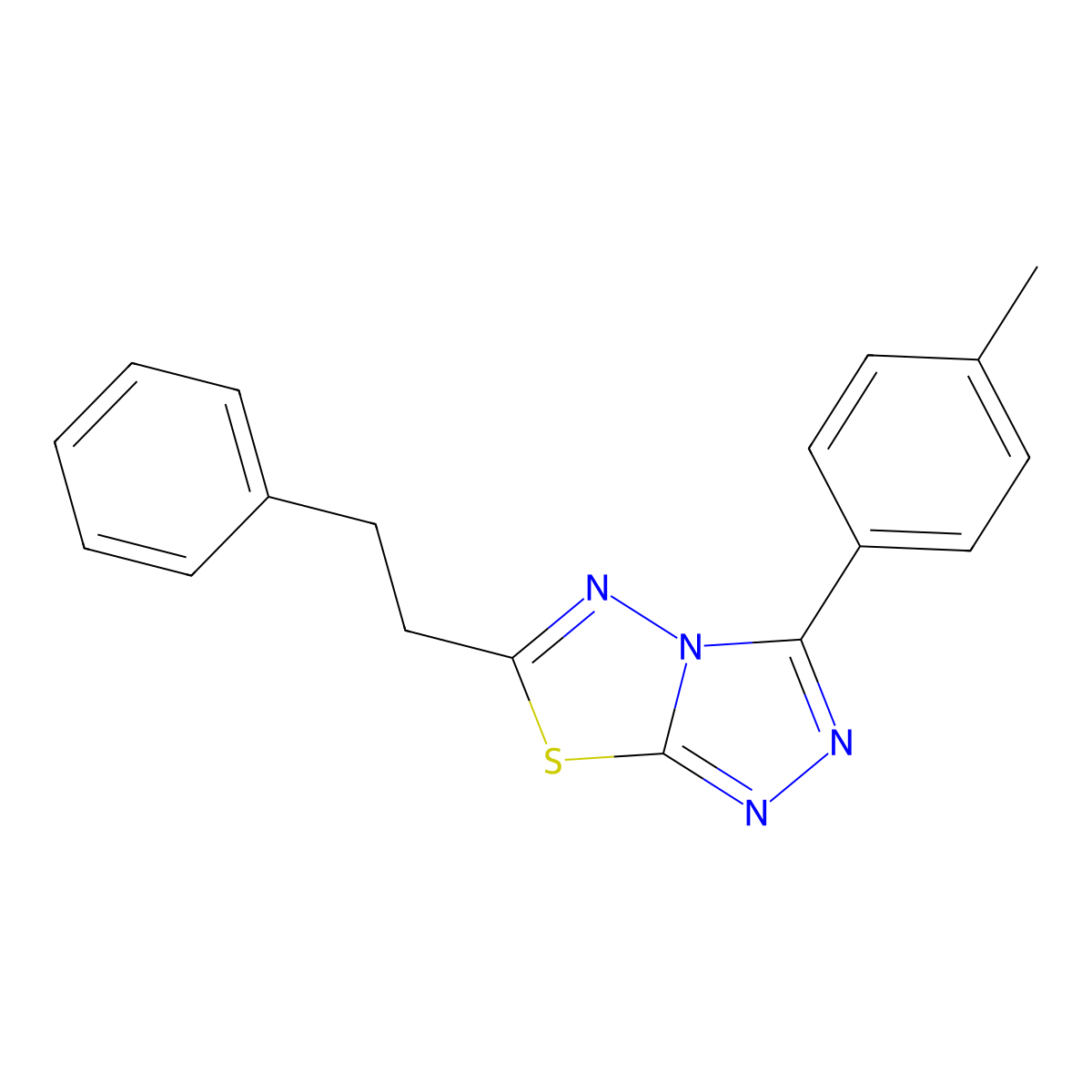 3-(4-Methylphenyl)-6-(2-phenylethyl)[1,2,4]triazolo[3,4-b][1,3,4]thiadiazole molecular structure, CAS 193744-08-0