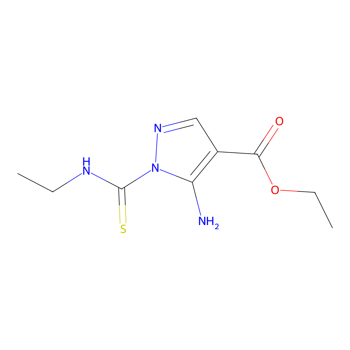 ethyl 5-amino-1-(ethylcarbamothioyl)-1H-pyrazole-4-carboxylate molecular structure, CAS 19375-62-3