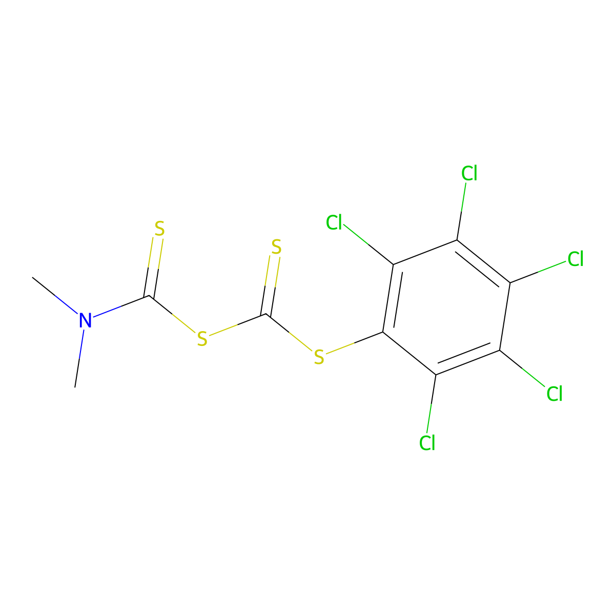 (2,3,4,5,6-pentachlorophenyl)sulfanylcarbothioyl N,N-dimethylcarbamodithioate molecular structure, CAS 19378-05-3