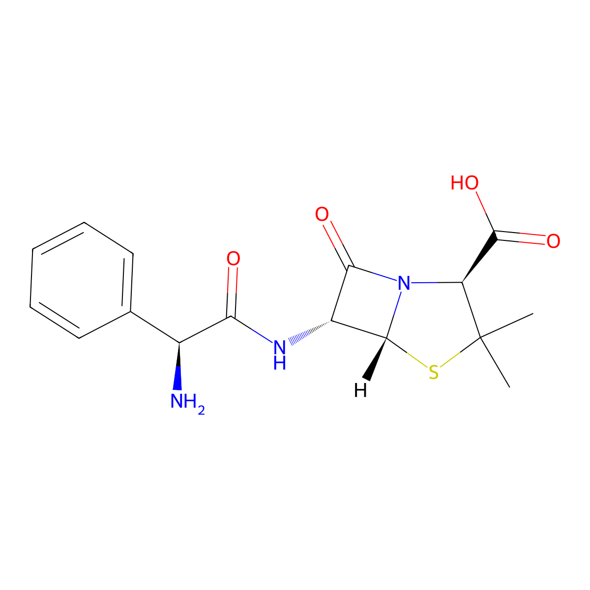 Ampicillin, L- molecular structure, CAS 19379-33-0