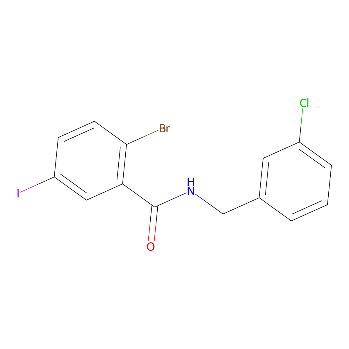 2-Bromo-N-[(3-chlorophenyl)methyl]-5-iodobenzamide molecular structure, CAS 1937932-74-5