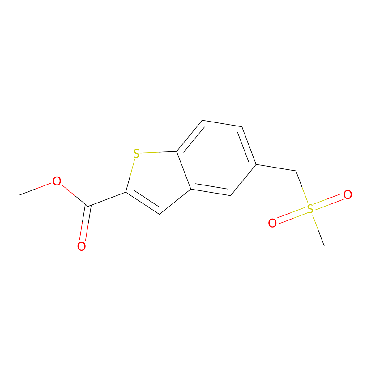 Methyl 5-((methylsulfonyl)methyl)benzo[b]thiophene-2-carboxylate molecular structure, CAS 1938027-80-5
