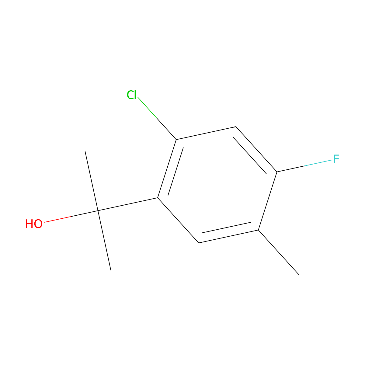 2-(2-Chloro-4-fluoro-5-methylphenyl)propan-2-ol molecular structure, CAS 1938027-99-6