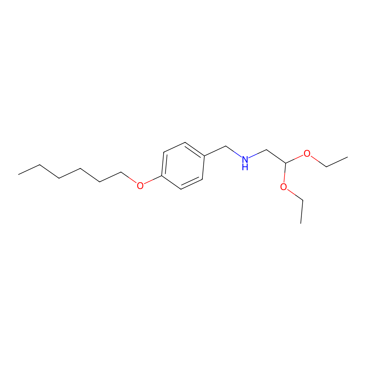 2,2-Diethoxy-N-(4-(hexyloxy)benzyl)ethanamine molecular structure, CAS 1938056-90-6