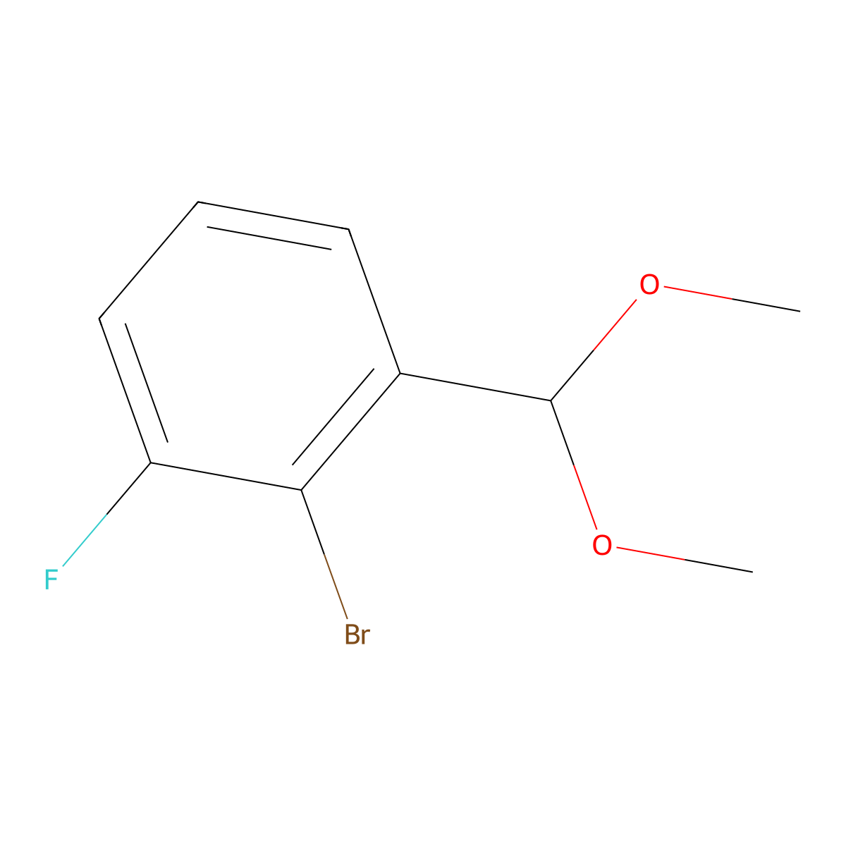 2-Bromo-1-(dimethoxymethyl)-3-fluorobenzene molecular structure, CAS 1938062-23-7