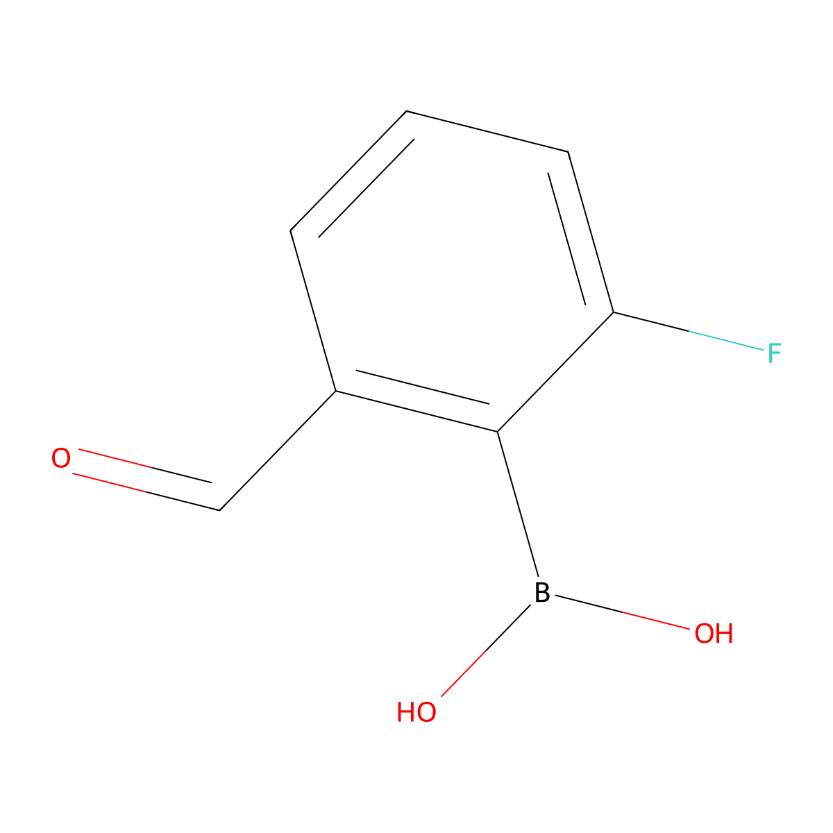 2-Fluoro-6-formylphenylboronic acid molecular structure, CAS 1938062-31-7