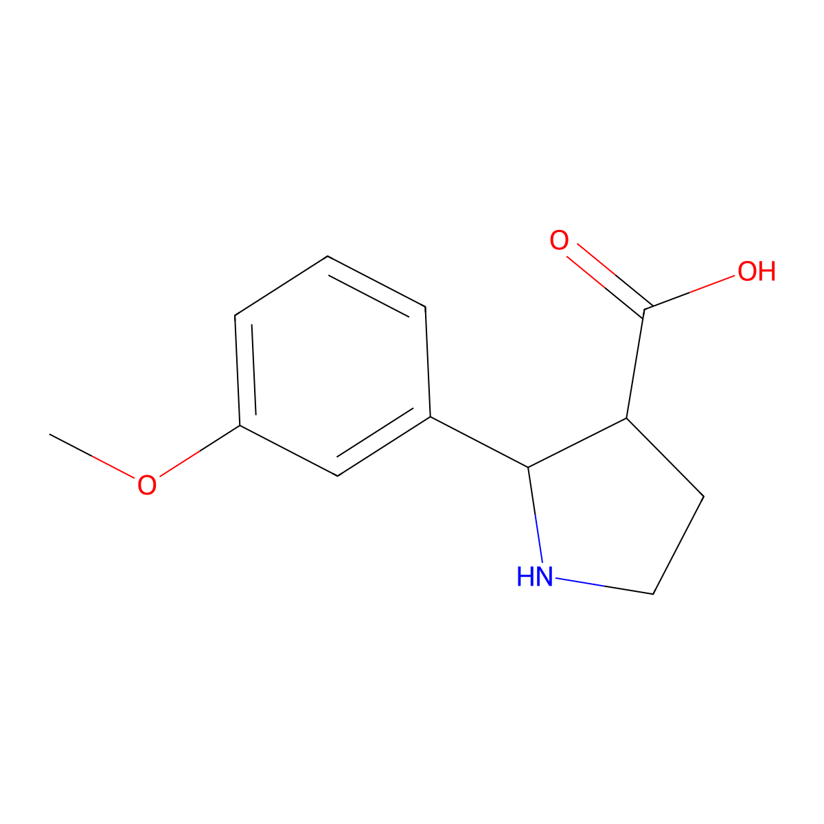 rac-(2R,3S)-2-(3-methoxyphenyl)pyrrolidine-3-carboxylic acid molecular structure, CAS 1938073-10-9