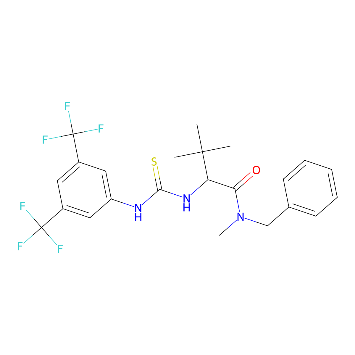 (R)-N-Benzyl-2-(3-(3,5-bis(trifluoromethyl)phenyl)thioureido)-N,3,3-trimethylbutanamide molecular structure, CAS 1938090-71-1