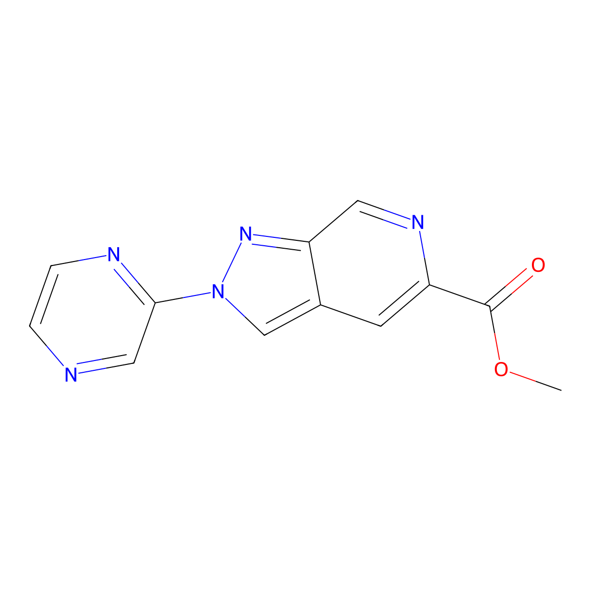 methyl 2-(pyrazin-2-yl)-2H-pyrazolo[3,4-c]pyridine-5-carboxylate molecular structure, CAS 1938122-99-6