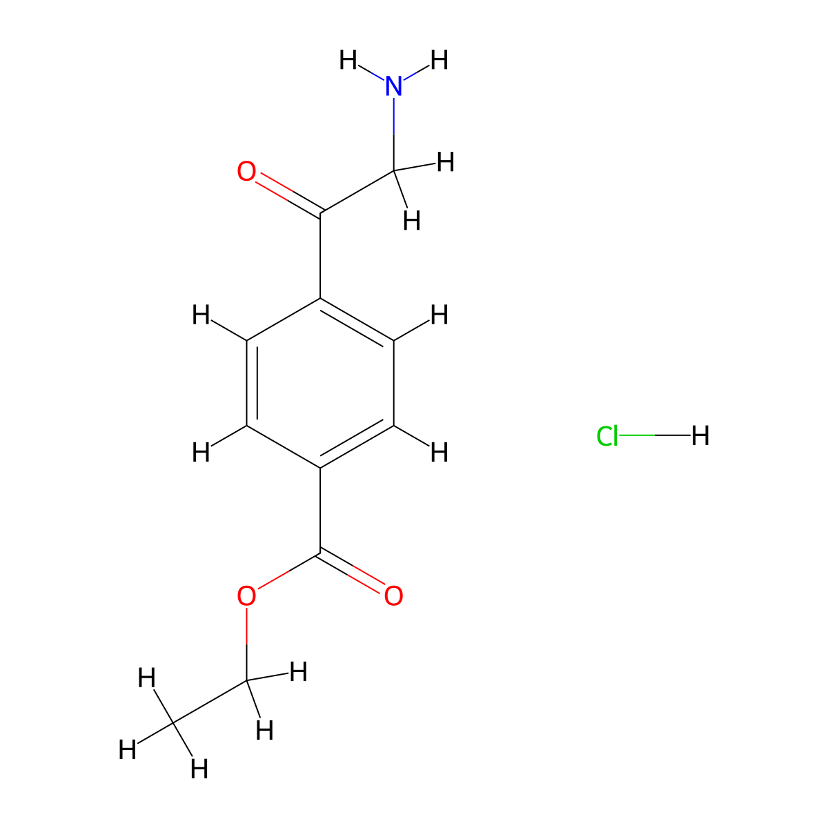 Ethyl 4-(2-aminoacetyl)benzoate hydrochloride molecular structure, CAS 193813-77-3