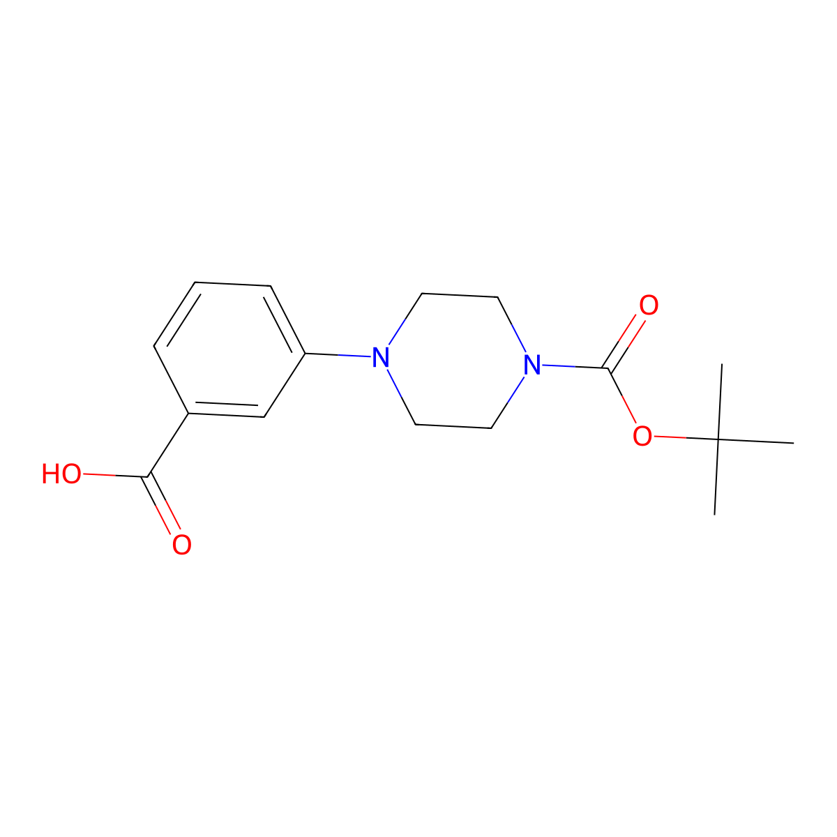 3-(4-(Tert-butoxycarbonyl)piperazin-1-yl)benzoic acid molecular structure, CAS 193818-13-2