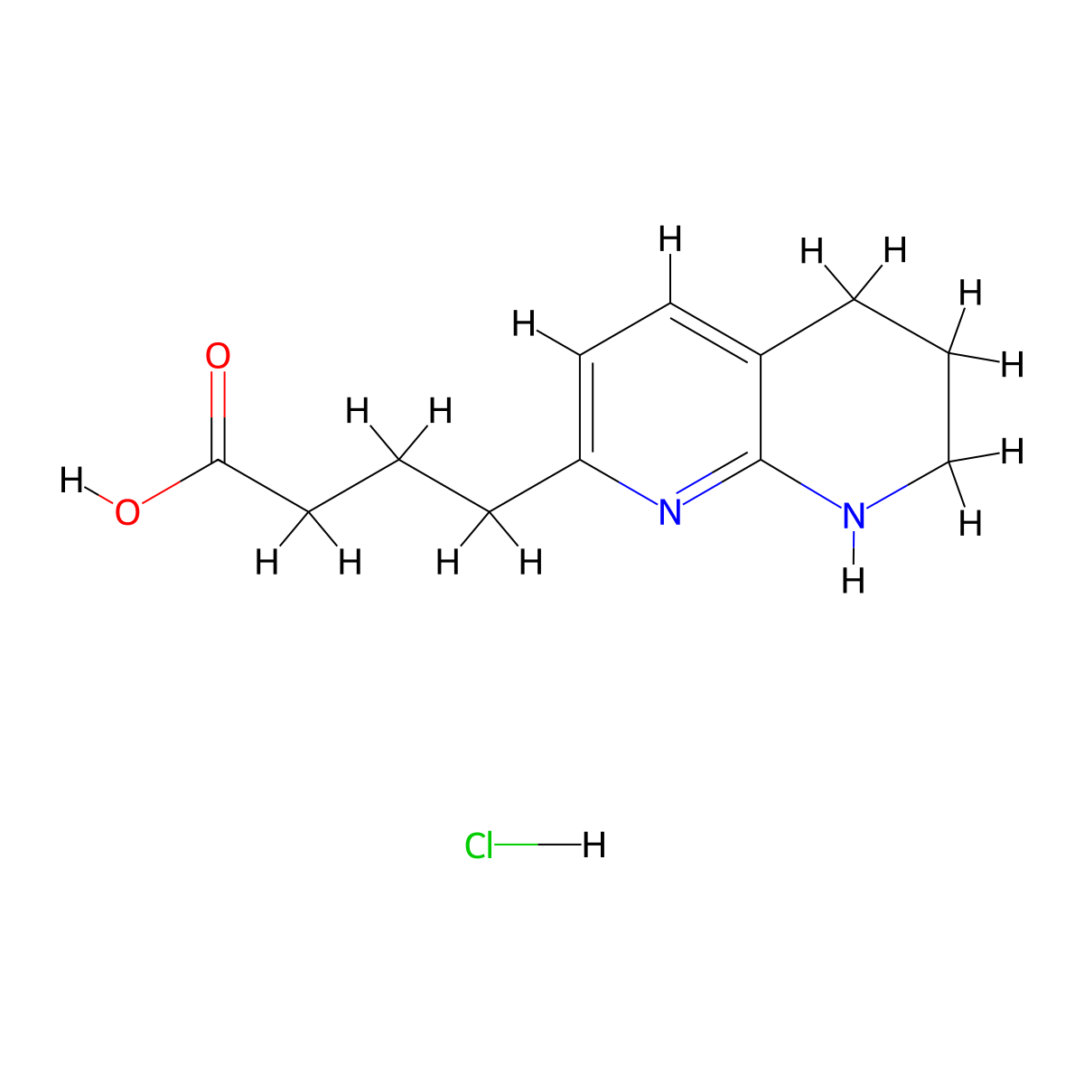 5,6,7,8-Tetrahydro-1,8-naphthyridin-2-butyric acid hydrochloride molecular structure, CAS 193818-31-4