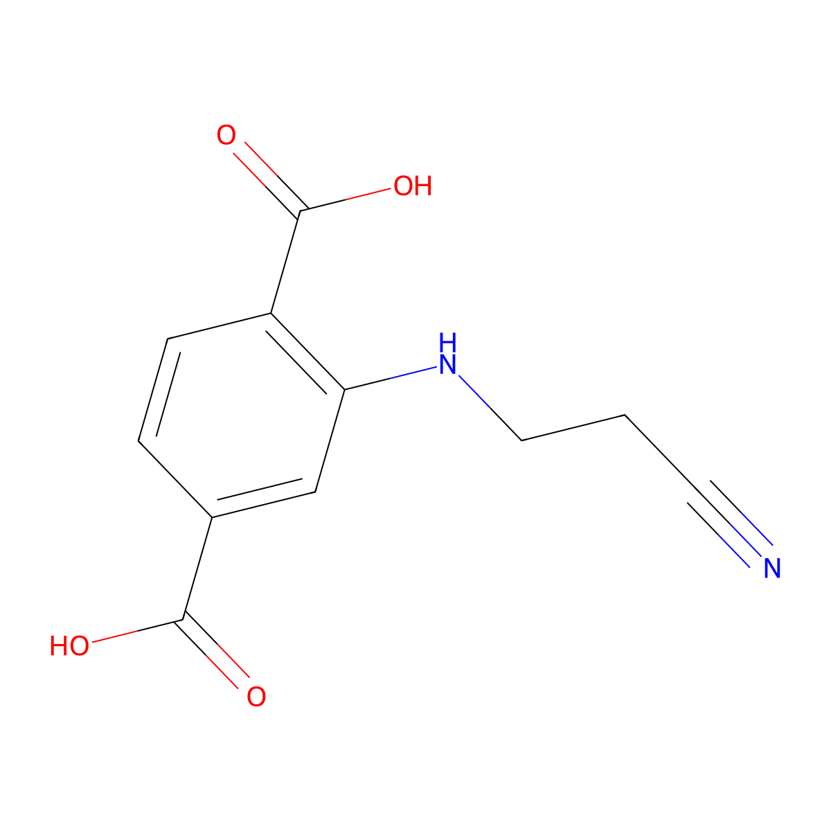 2-[(2-Cyanoethyl)amino]-1,4-benzenedicarboxylic acid molecular structure, CAS 19384-66-8
