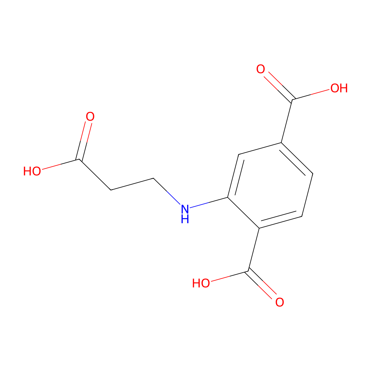 2-[(2-Carboxyethyl)amino]benzene-1,4-dicarboxylic acid molecular structure, CAS 19384-67-9