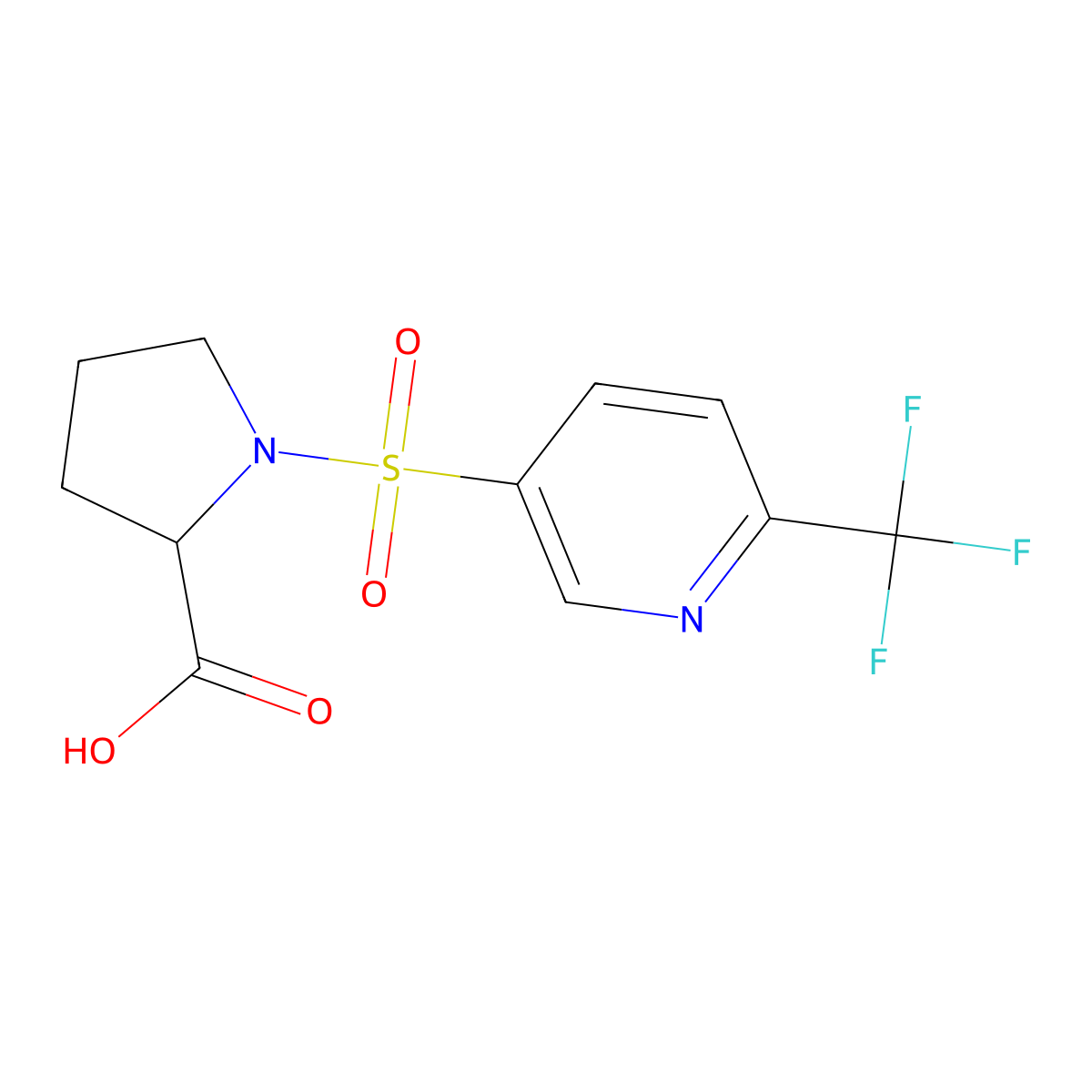 (2S)-1-[[6-(trifluoromethyl)-3-pyridinyl]sulfonyl]pyrrolidine-2-carboxylic acid molecular structure, CAS 1938701-97-3