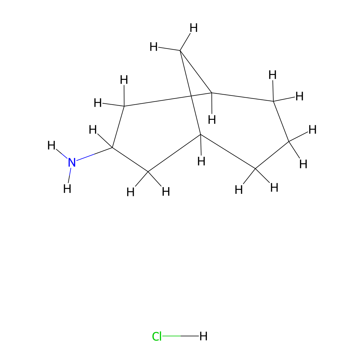 Bicyclo[3.3.1]nonan-3-amine hydrochloride molecular structure, CAS 19388-64-8
