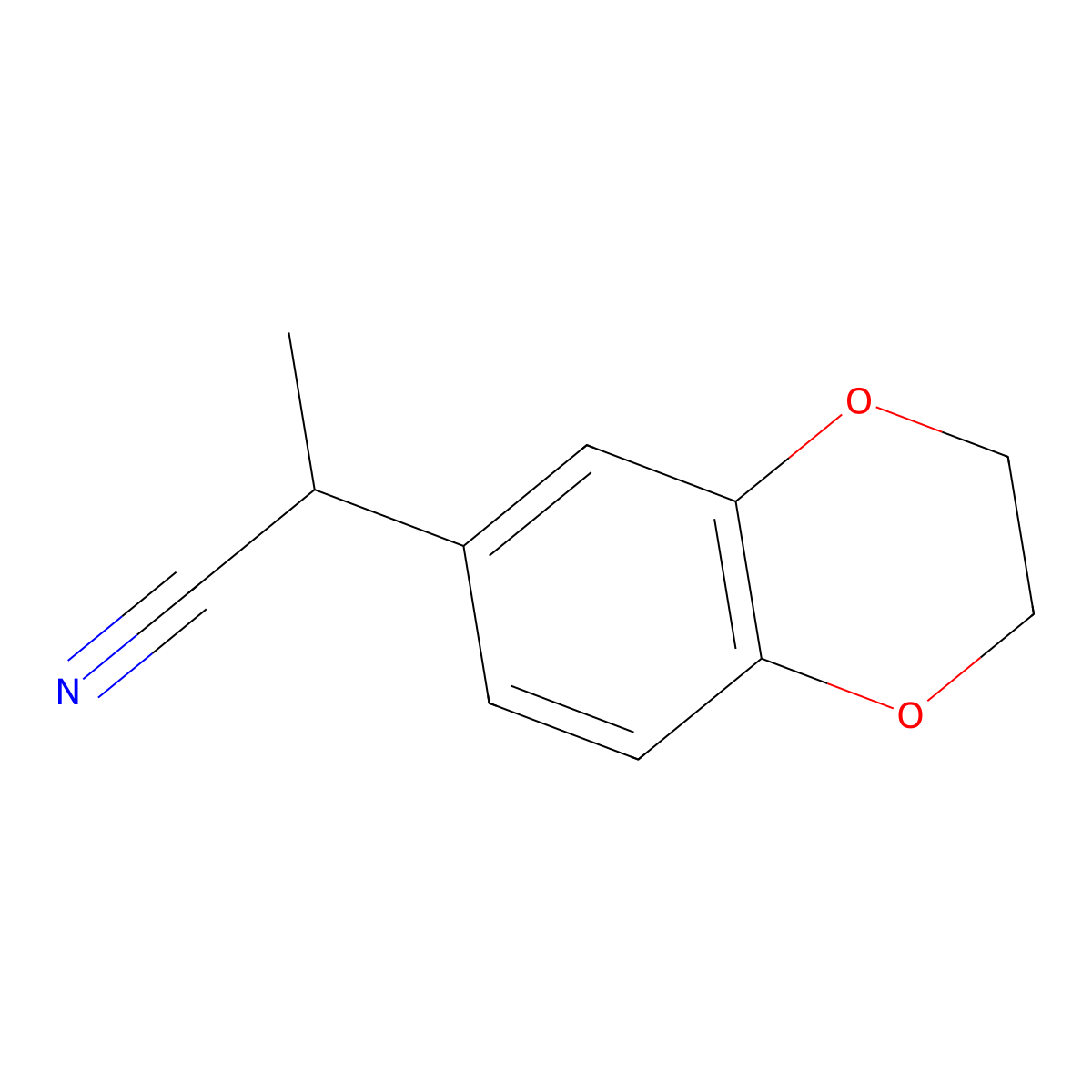2-(2,3-Dihydro-1,4-benzodioxin-6-yl)propanenitrile molecular structure, CAS 193885-35-7
