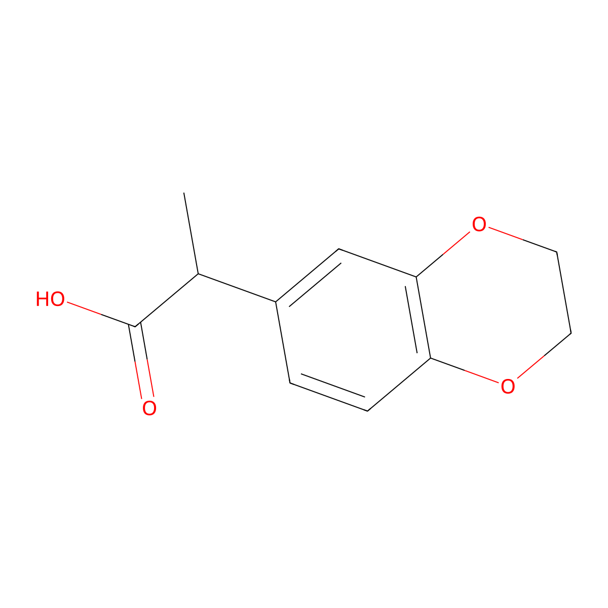 2,3-Dihydro-alpha-methyl-1,4-benzodioxin-6-acetic acid molecular structure, CAS 193885-36-8
