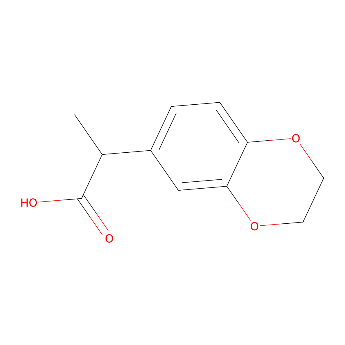 2,3-Dihydro-alpha-methyl-1,4-benzodioxin-6-acetic acid molecular structure, CAS 193885-36-8
