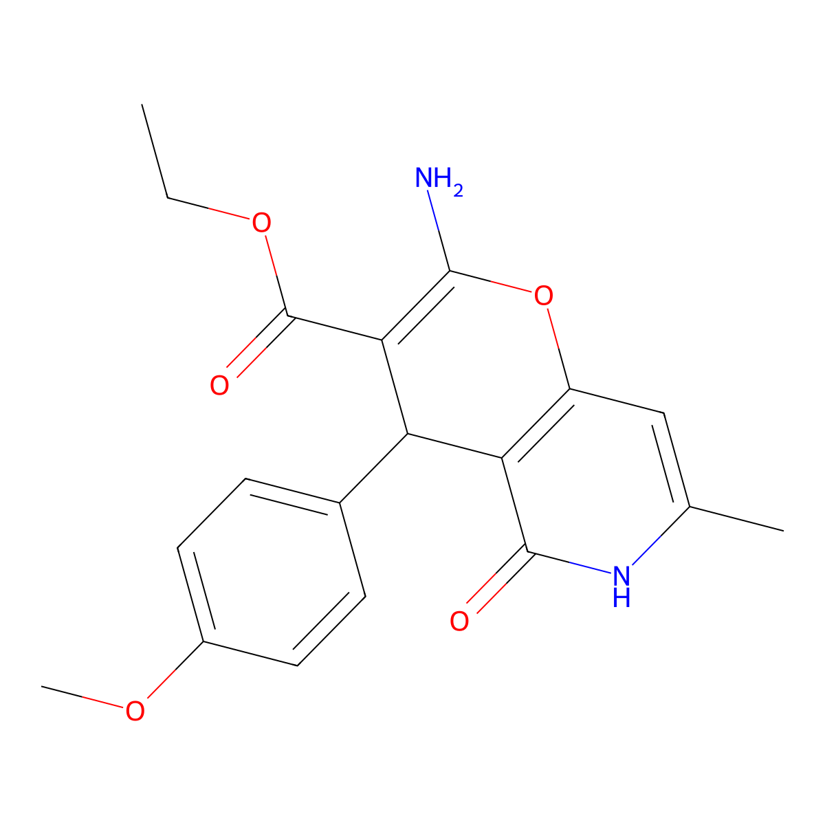 ethyl 2-amino-4-(4-methoxyphenyl)-7-methyl-5-oxo-4H,5H,6H-pyrano[3,2-c]pyridine-3-carboxylate molecular structure, CAS 193888-04-9
