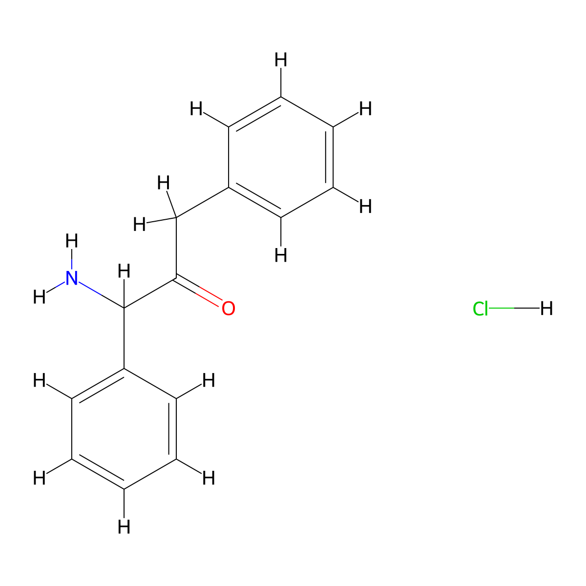 1-Amino-1,3-diphenylpropan-2-one hydrochloride molecular structure, CAS 19389-45-8
