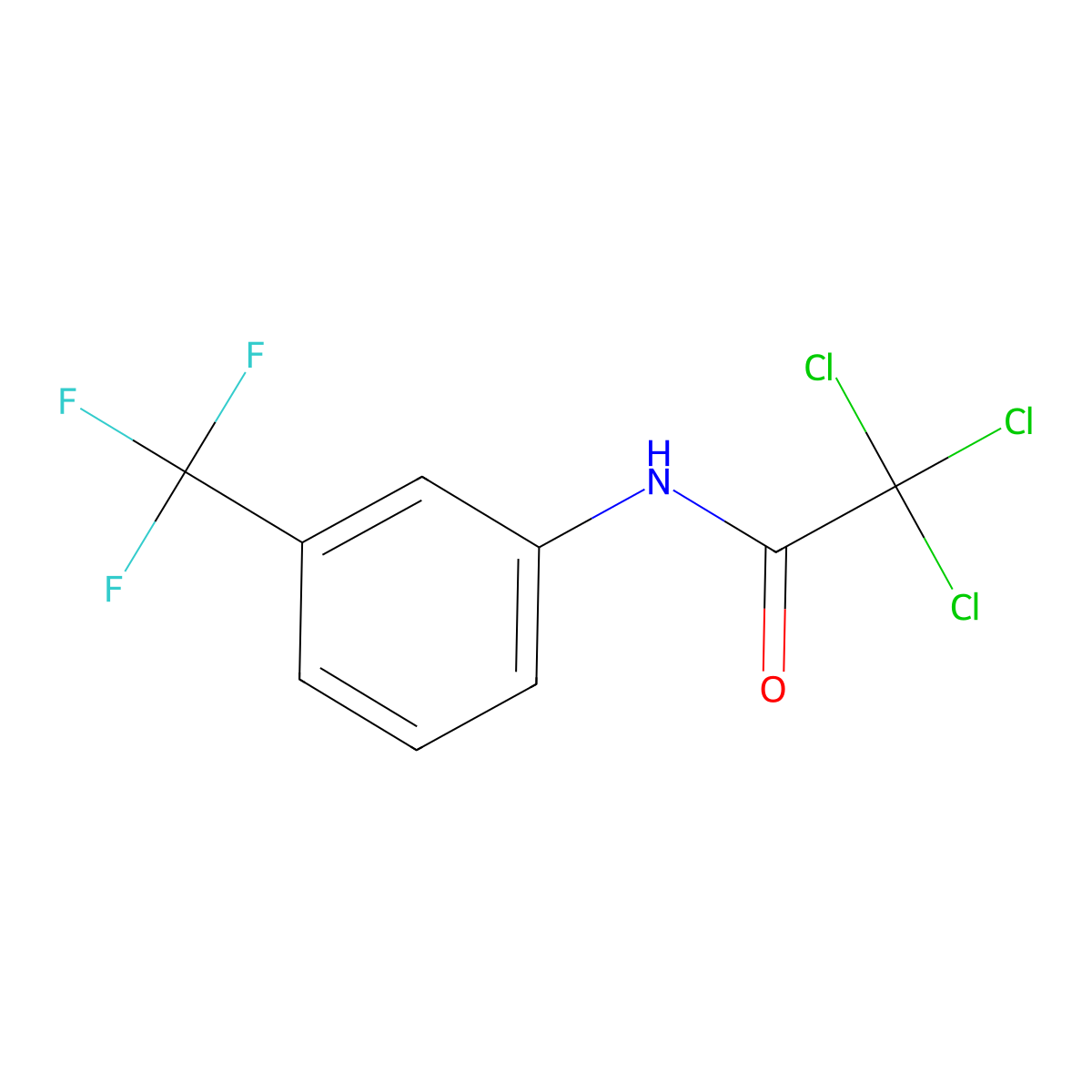 2,2,2-Trichloro-3'-(trifluoromethyl)acetanilide molecular structure, CAS 1939-29-3