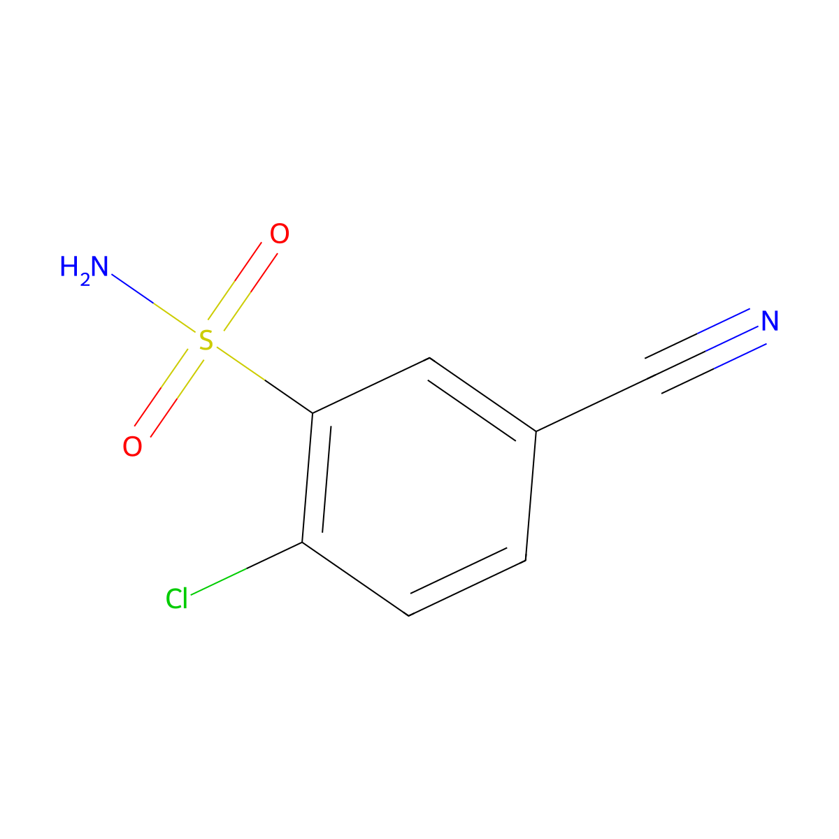 2-Chloro-5-cyanobenzenesulfonamide molecular structure, CAS 1939-76-0