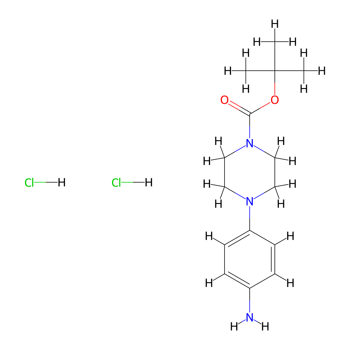 1-Boc-4-(4-Aminophenyl)piperazine dihydrochloride molecular structure, CAS 193902-64-6