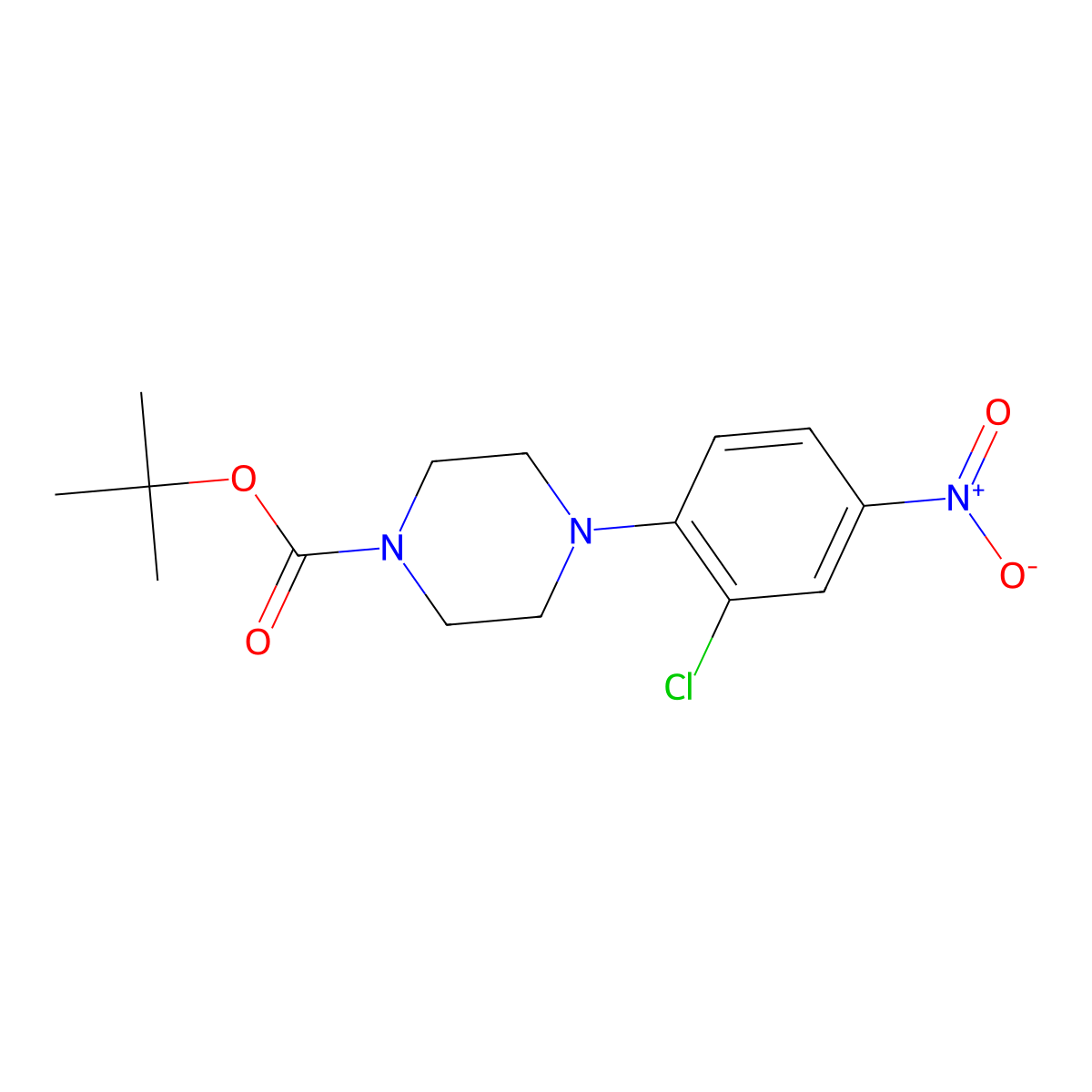 Tert-butyl 4-(2-chloro-4-nitrophenyl)piperazine-1-carboxylate molecular structure, CAS 193902-80-6