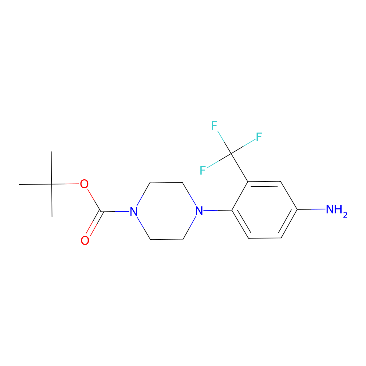 Tert-butyl 4-(4-amino-2-(trifluoromethyl)phenyl)piperazine-1-carboxylate molecular structure, CAS 193902-87-3