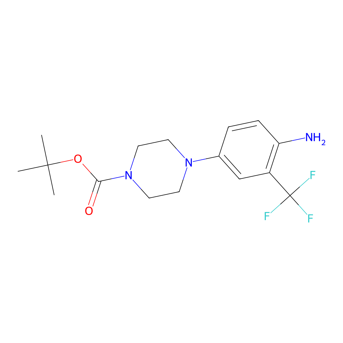 Tert-butyl 4-(4-amino-3-(trifluoromethyl)phenyl)piperazine-1-carboxylate molecular structure, CAS 193902-90-8
