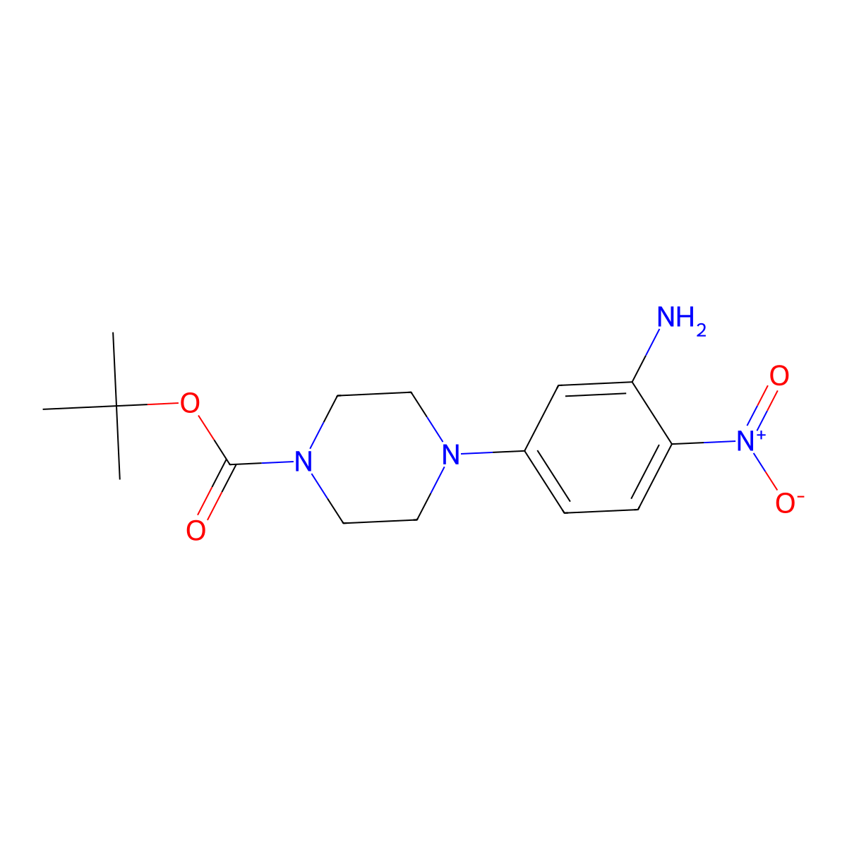 Tert-butyl 4-(3-amino-4-nitrophenyl)piperazine-1-carboxylate molecular structure, CAS 193902-98-6
