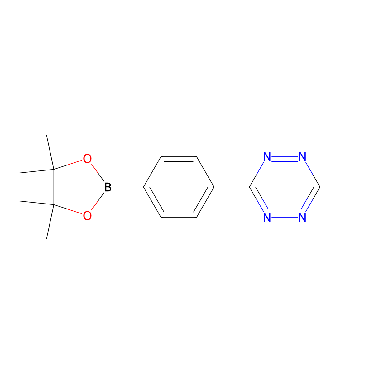3-Methyl-6-(4-(4,4,5,5-tetramethyl-1,3,2-dioxaborolan-2-yl)phenyl)-1,2,4,5-tetrazine molecular structure, CAS 1939022-20-4