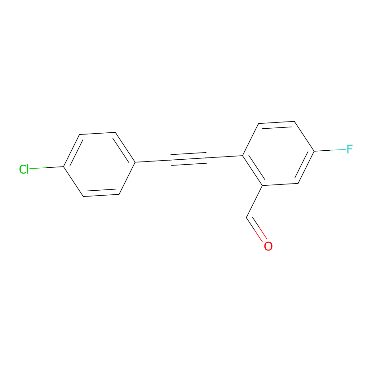 2-((4-Chlorophenyl)ethynyl)-5-fluorobenzaldehyde molecular structure, CAS 1939148-83-0