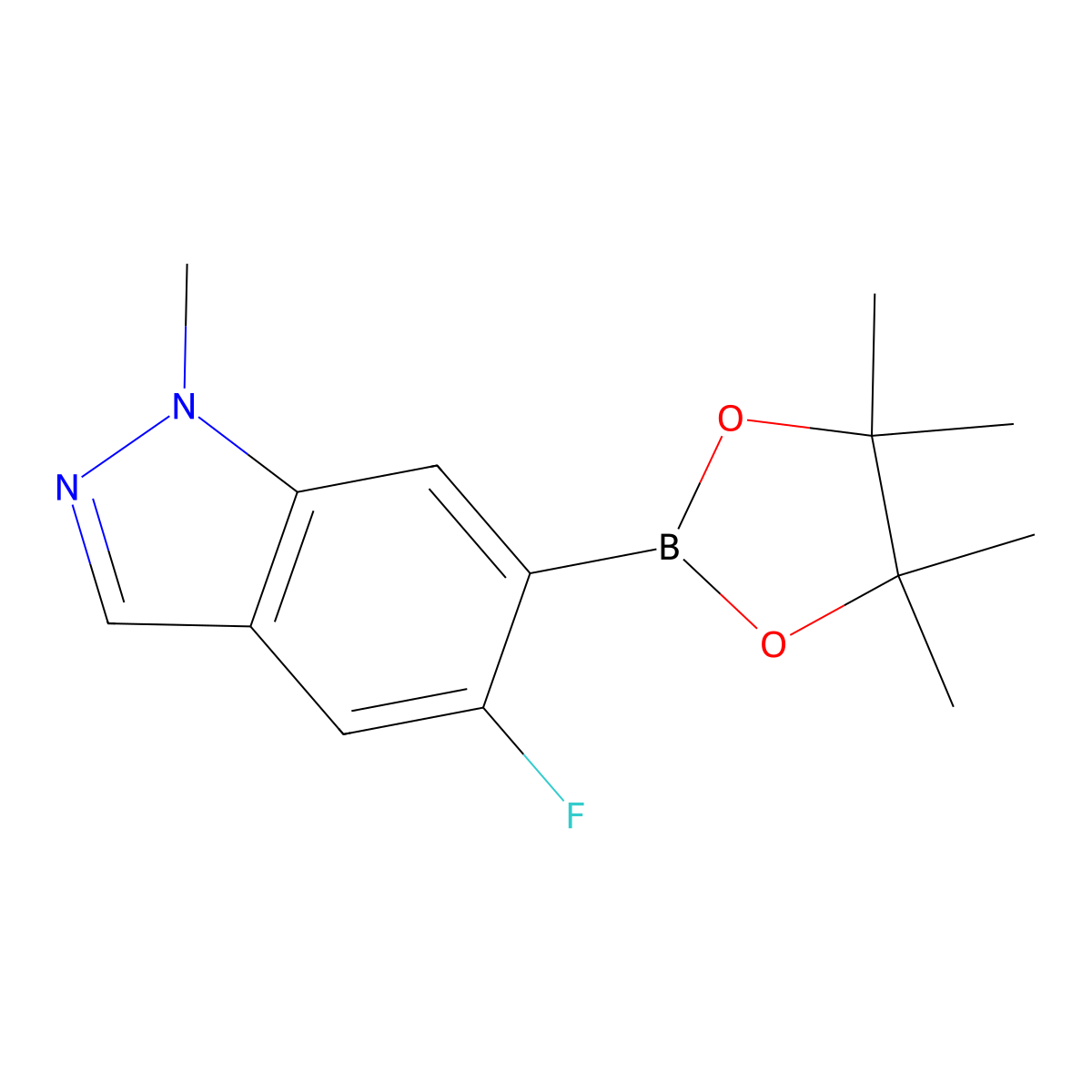 5-Fluoro-1-methyl-6-(4,4,5,5-tetramethyl-1,3,2-dioxaborolan-2-yl)-1H-indazole molecular structure, CAS 1939174-65-8