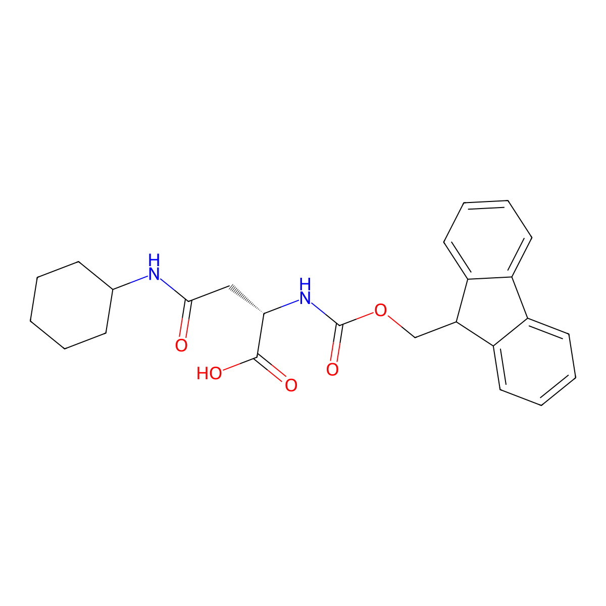 N-alpha-(9-Fluorenylmethyloxycarbonyl)-N-beta-cyclohexyl-L-asparagine (Fmoc-L-Asn(cHx)-OH) molecular structure, CAS 1939187-14-0