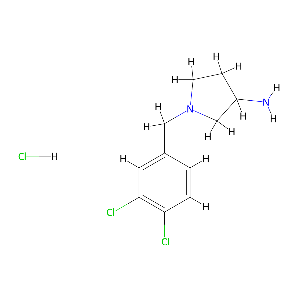 1-(3,4-Dichlorobenzyl)pyrrolidin-3-amine hydrochloride molecular structure, CAS 1939213-82-7