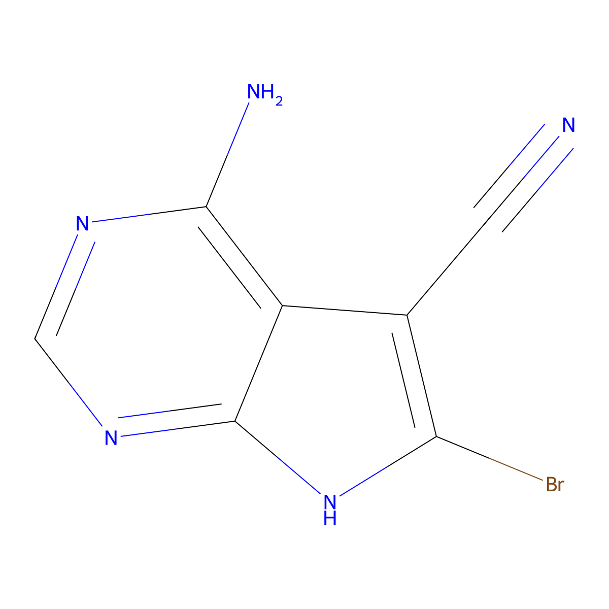 4-Amino-6-bromo-7H-pyrrolo[2,3-d]pyrimidine-5-carbonitrile molecular structure, CAS 19393-83-0