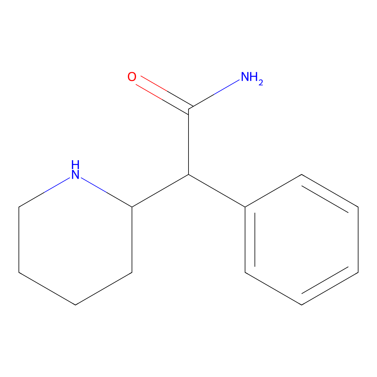 alpha-Phenyl-2-piperidineacetamide molecular structure, CAS 19395-39-2