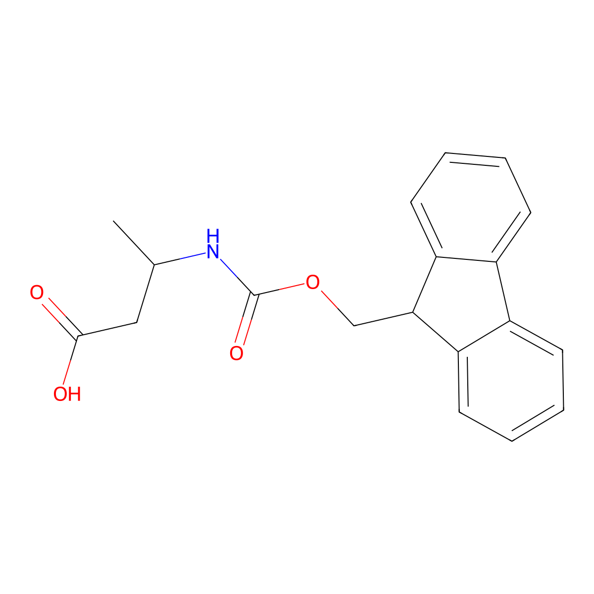 (3S)-3-((((9H-fluoren-9-yl)methoxy)carbonyl)amino)butanoic acid molecular structure, CAS 193954-26-6