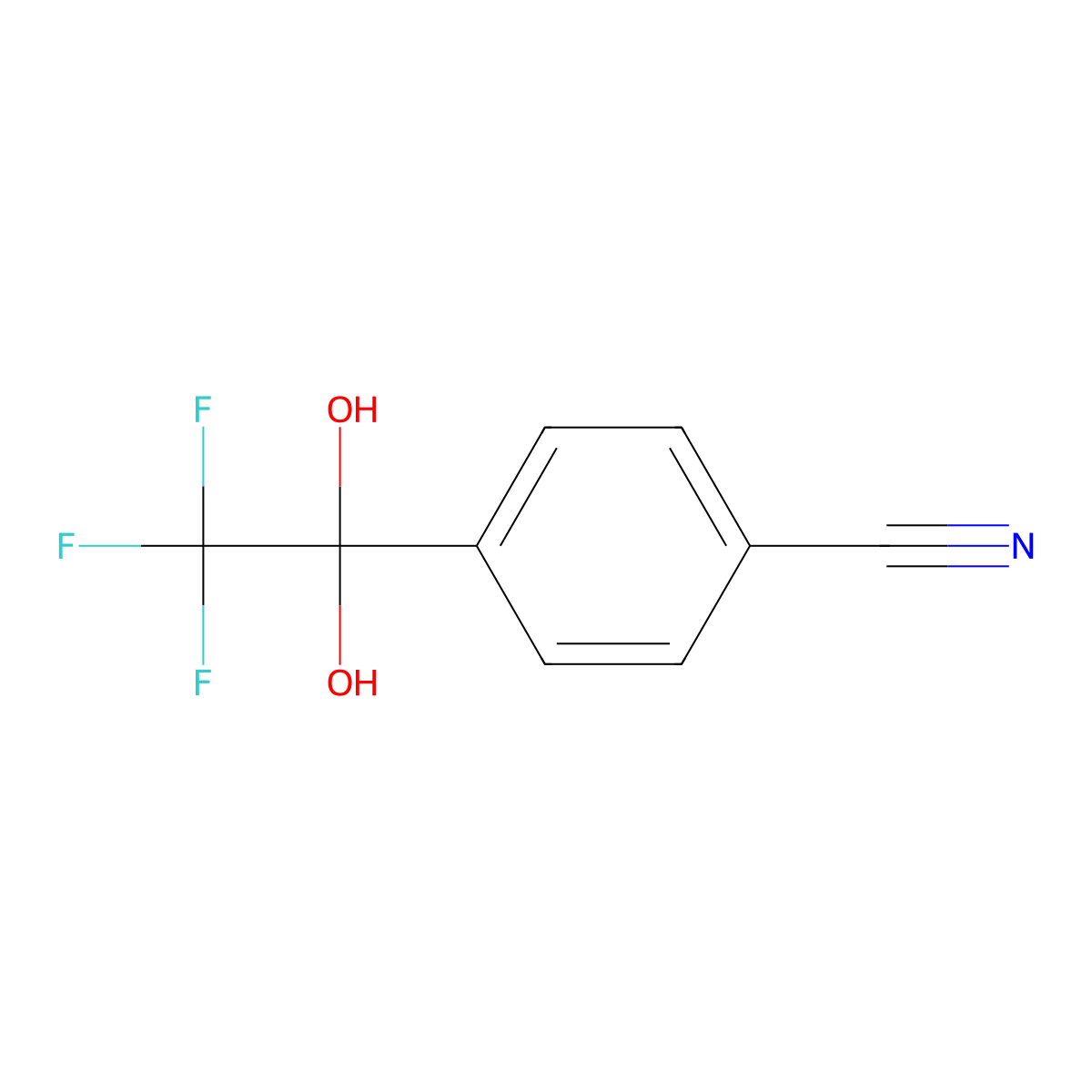 4-(2,2,2-Trifluoro-1,1-dihydroxyethyl)benzonitrile molecular structure, CAS 193954-48-2