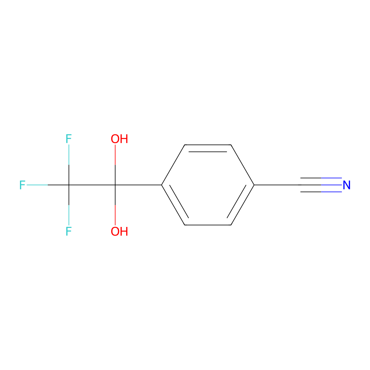 4-(2,2,2-Trifluoro-1,1-dihydroxyethyl)benzonitrile molecular structure, CAS 193954-48-2