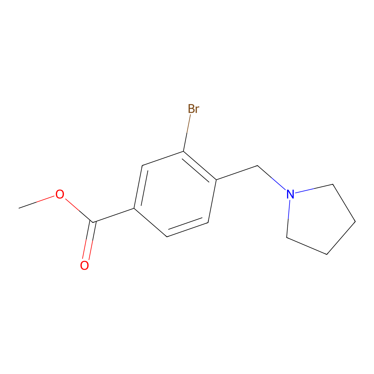 Methyl 3-bromo-4-(pyrrolidin-1-ylmethyl)benzoate molecular structure, CAS 193964-66-8